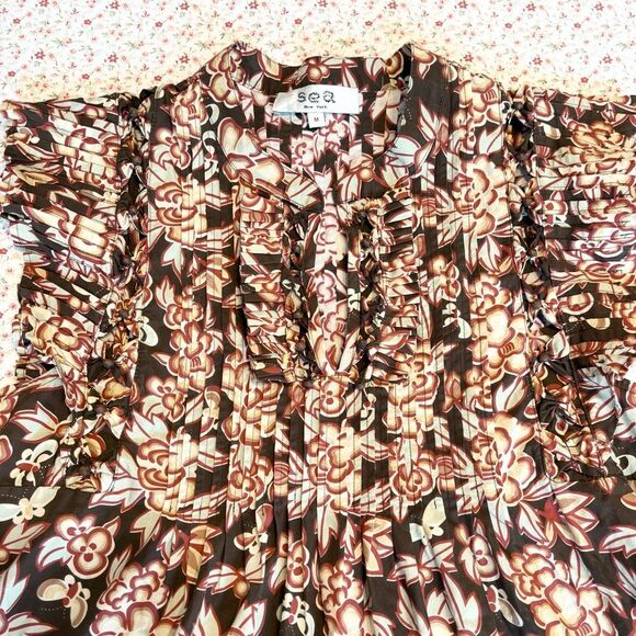 Sea New York Brown and Black Ruffled Tiered Mini Dress - Picture 8 of 13